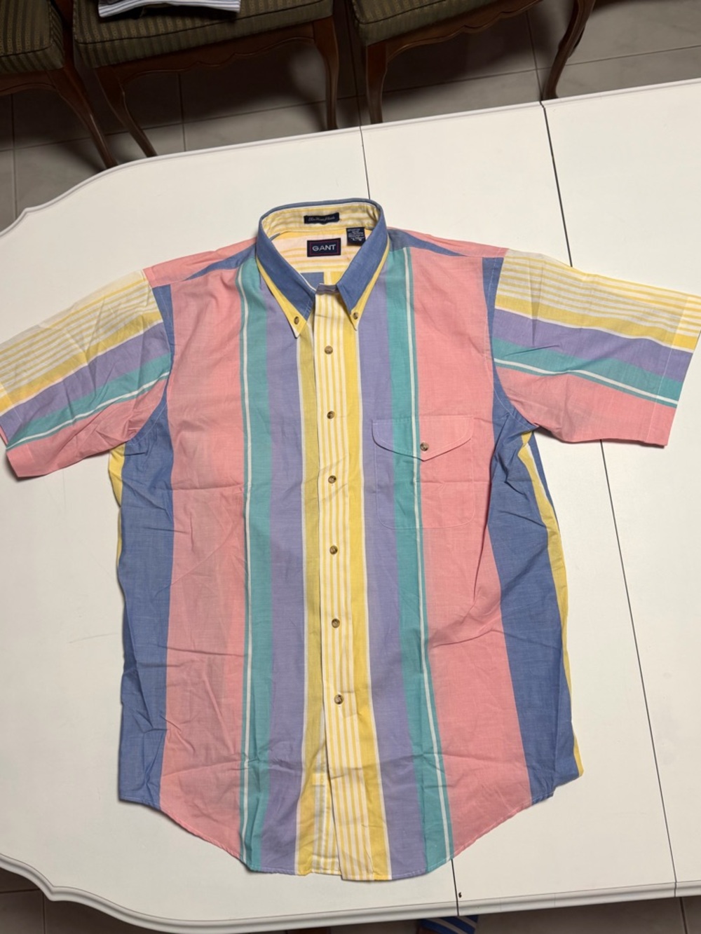 GANT Men’s Pastel Multi-Stripe Short Sleeve Shirt